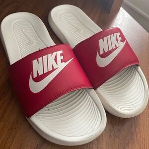 Nike Slides White and Red Men's Size 10